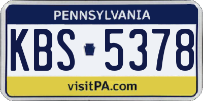 PA license plate KBS5378