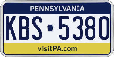 PA license plate KBS5380