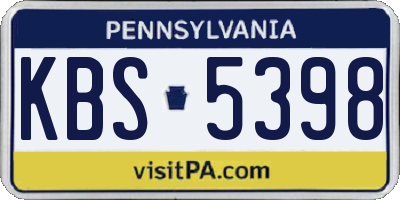 PA license plate KBS5398