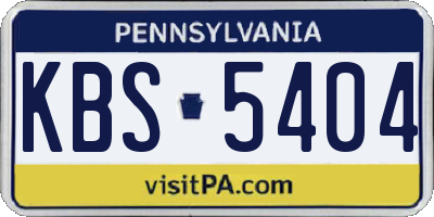 PA license plate KBS5404