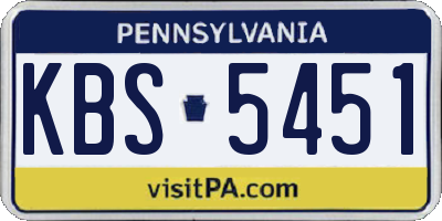 PA license plate KBS5451