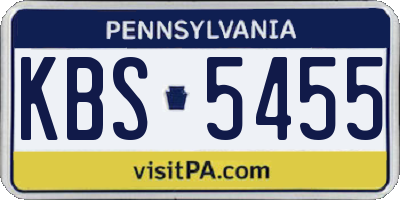 PA license plate KBS5455