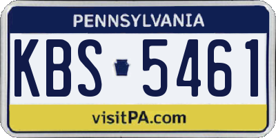 PA license plate KBS5461