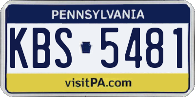 PA license plate KBS5481