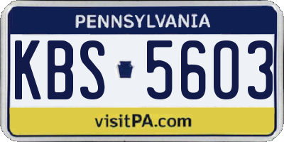 PA license plate KBS5603