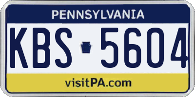 PA license plate KBS5604