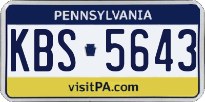 PA license plate KBS5643