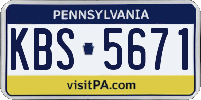 PA license plate KBS5671