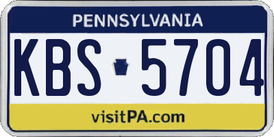 PA license plate KBS5704
