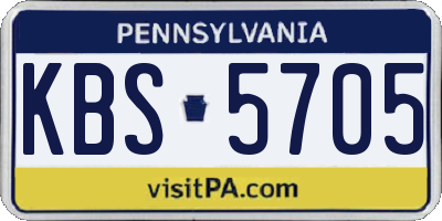 PA license plate KBS5705