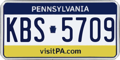 PA license plate KBS5709