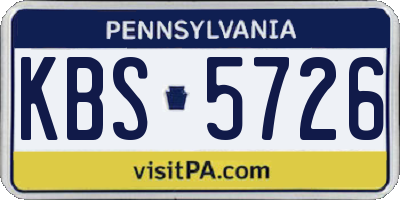 PA license plate KBS5726