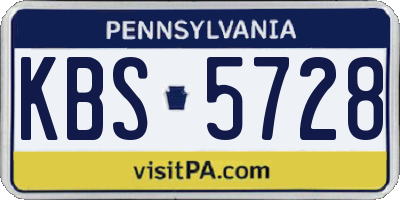 PA license plate KBS5728