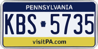 PA license plate KBS5735