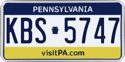 PA license plate KBS5747
