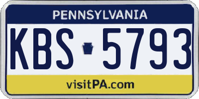 PA license plate KBS5793