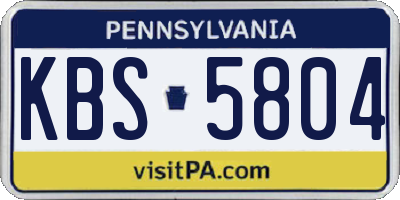 PA license plate KBS5804