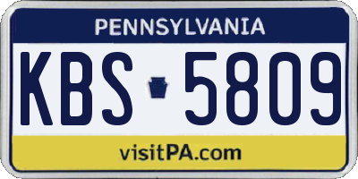 PA license plate KBS5809