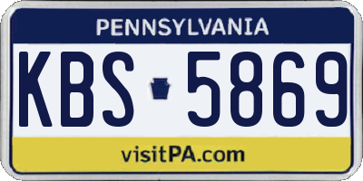 PA license plate KBS5869