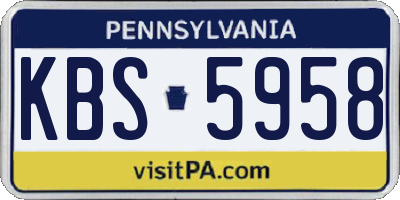 PA license plate KBS5958