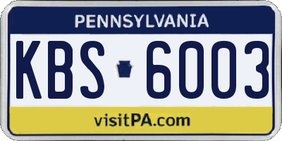 PA license plate KBS6003