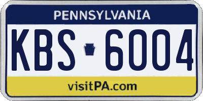PA license plate KBS6004