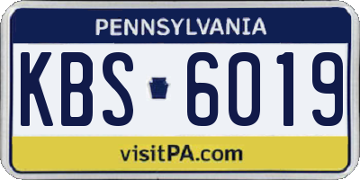 PA license plate KBS6019