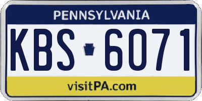 PA license plate KBS6071