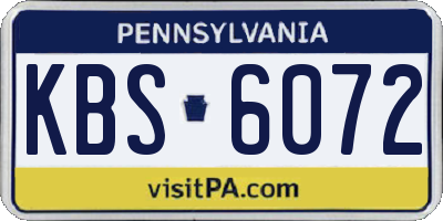 PA license plate KBS6072