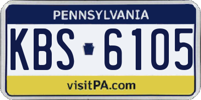 PA license plate KBS6105