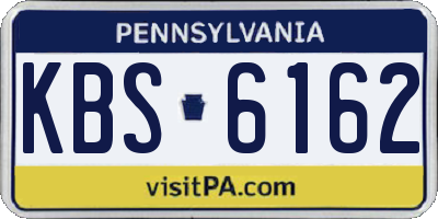 PA license plate KBS6162