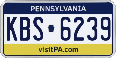 PA license plate KBS6239
