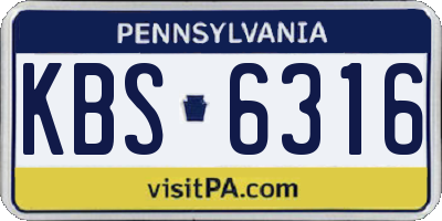 PA license plate KBS6316