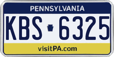PA license plate KBS6325