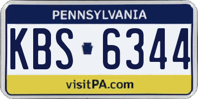 PA license plate KBS6344