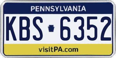 PA license plate KBS6352