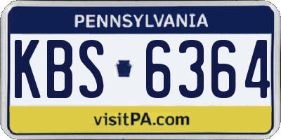 PA license plate KBS6364