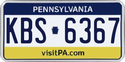PA license plate KBS6367
