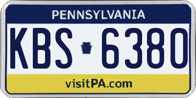 PA license plate KBS6380