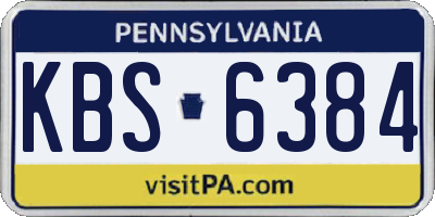 PA license plate KBS6384