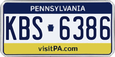 PA license plate KBS6386