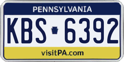 PA license plate KBS6392
