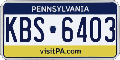 PA license plate KBS6403