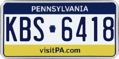 PA license plate KBS6418