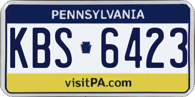 PA license plate KBS6423