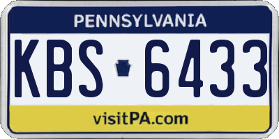 PA license plate KBS6433