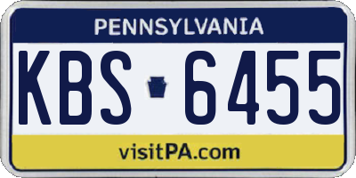 PA license plate KBS6455