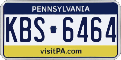 PA license plate KBS6464