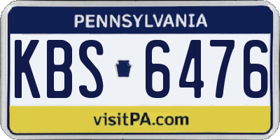 PA license plate KBS6476