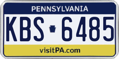 PA license plate KBS6485
